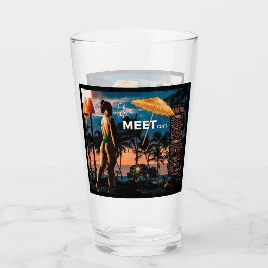 Tall TikiMeet.com Glass with Island Girl Glas (Vorderseite)