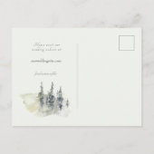 Tall Timber Watercolor Evergreen Trees Wedding Ankündigungspostkarte (Rückseite)