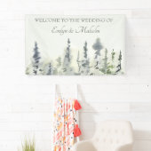 Tall Timber Watercolor Evergreen Trees Wedding Banner (Insitu)