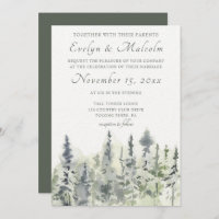 Tall Timber Watercolor Evergreen Trees Wedding