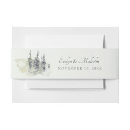 Tall Timber Watercolor Evergreen Trees Wedding Einladungsbanderole