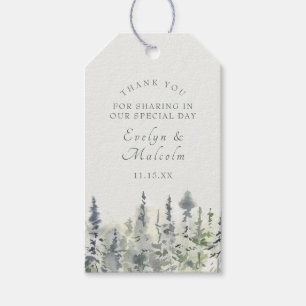Tall Timber Watercolor Evergreen Trees Wedding Geschenkanhänger