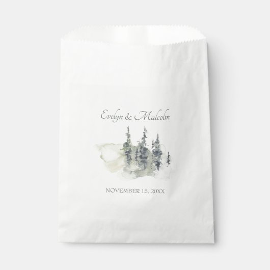 Tall Timber Watercolor Evergreen Trees Wedding Geschenktütchen (Vorderseite)