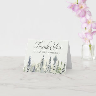 Tall Timber Watercolor Evergreen Trees Wedding Karte