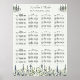 Tall Timber Watercolor Evergreen Trees Wedding Poster