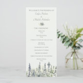 Tall Timber Watercolor Evergreen Trees Wedding Programm (Stehend Vorderseite)