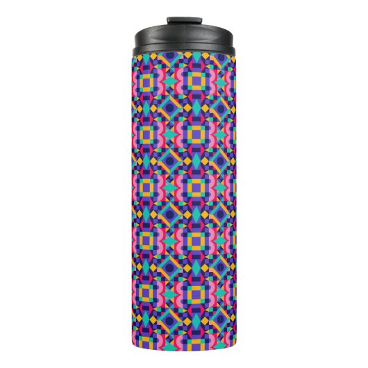 Tall travel mug with a vibrant geometric pattern thermosbecher (Vorderseite)