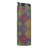 Tall travel mug with a vibrant geometric pattern  thermosbecher (Nach rechts gedreht)