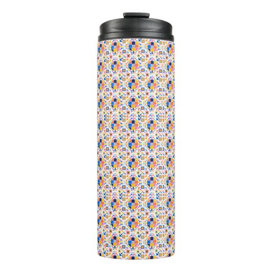 Tall travel mug with a vibrant, geometric pattern  thermosbecher (Vorderseite)