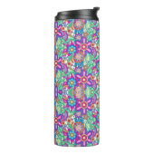 Tall travel mug with a vibrant, symmetrical floral thermosbecher (Nach links gedreht)