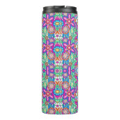 Tall travel mug with a vibrant, symmetrical floral thermosbecher (Rückseite)