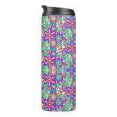 Tall travel mug with a vibrant, symmetrical floral thermosbecher (Nach rechts gedreht)
