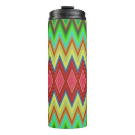Tall tumbler featuring vibrant zigzag patterns  thermosbecher