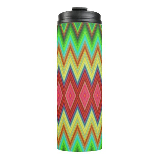 Tall tumbler featuring vibrant zigzag patterns thermosbecher (Vorderseite)