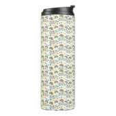 Tall tumbler with a black lid, featuring a playful thermosbecher (Nach links gedreht)