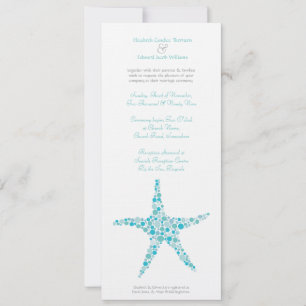 Tall Wedding Aqua Türkis Starfish Einladung