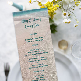 Tall Wedding Menu Tropical Beach Scene Template Ankündigung