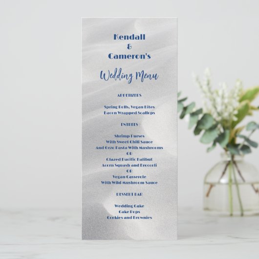 Tall Wedding Menu White Beach Sand Template Ankündigung (Stehend Vorderseite)
