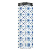 Tall, white travel mug with a black lid thermosbecher (Rückseite)