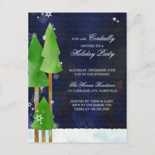 Tall Winter Trees Holiday Bash Einladung Postkarte