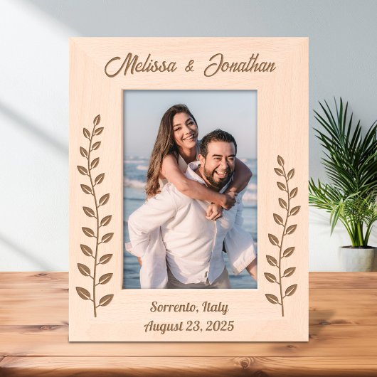 Tall Wreath Branch Couple Wedding Anniversary 12x1 Geätzte Rahmen