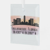 Tallahassee FL City Skyline Glasdekoration Ornament Aus Glas (Vorderseite links)