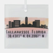 Tallahassee FL City Skyline Glasdekoration Ornament Aus Glas (Vorderseite)