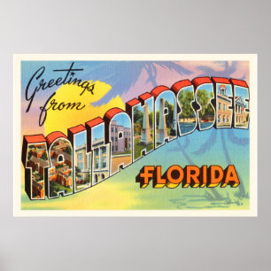 Tallahassee Florida alte Vintage Reise-Andenken Poster