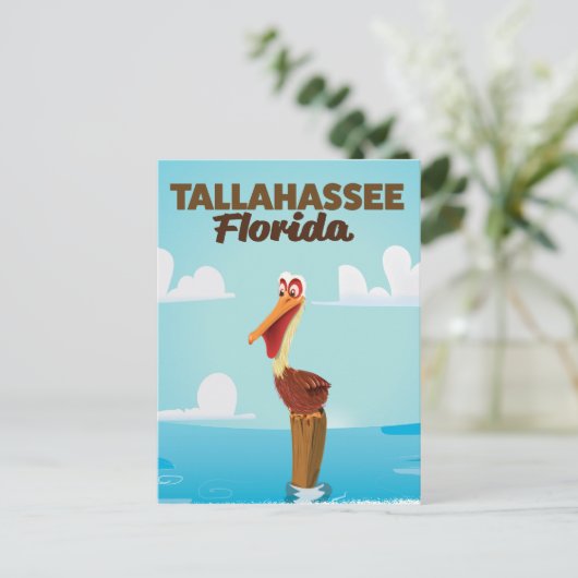 Tallahassee Florida Cartoon Reiseplakat Postkarte (Stehend Vorderseite)