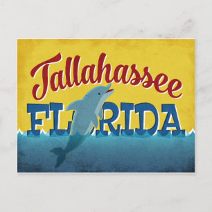Tallahassee Florida Dolphin Retro Vintage Reise Postkarte