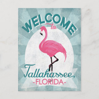 Tallahassee Florida Pink Flamingo Retro Postkarte