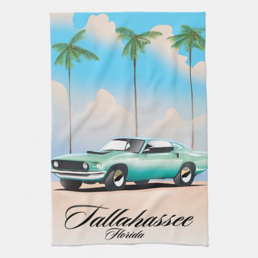 Tallahassee Florida Reiseplakat. Geschirrtuch (Vertikal)