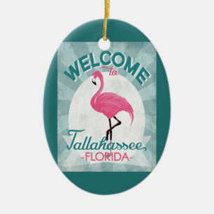 Tallahassee Florida Rosa Flamingo Retro Keramik Ornament