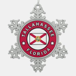 Tallahassee Florida Schneeflocken Zinn-Ornament