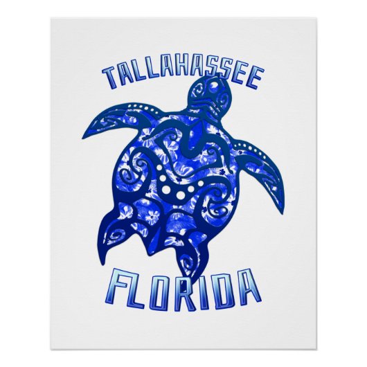 Tallahassee Florida Vacation Tribal Turtle Poster (Vorderseite)