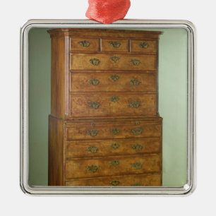 Tallboy Walnuss der Königin Anne, Anfang des 18. Silbernes Ornament