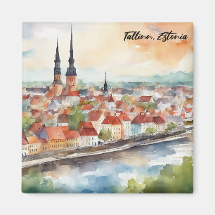 Tallinn Estland Aquarellmalerei Stadtansicht Magnet