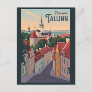 Tallinn Estland Illustration Reise Kunst Vintage Postkarte