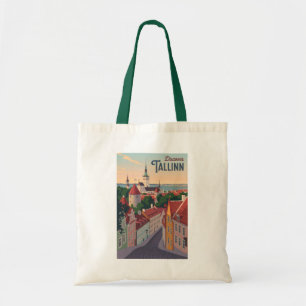 Tallinn Estland Illustration Reise Kunst Vintage Tragetasche
