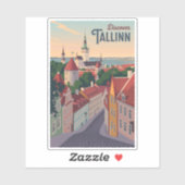 Tallinn Estland Illustration Travel Art Vintag Aufkleber (Blatt)