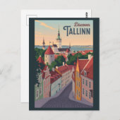 Tallinn Estland Illustration Travel Art Vintag Postkarte (Vorne/Hinten)