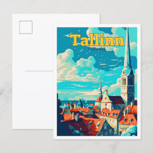 Tallinn Estland Reise Kunst Vintage-Illustration Postkarte