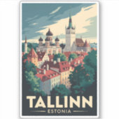 Tallinn Estland Reisen Art Vintag Aufkleber (Vorderseite)