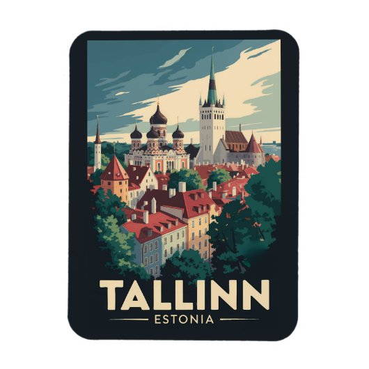 Tallinn Estland Reisen Art Vintag Magnet (Vertikal)