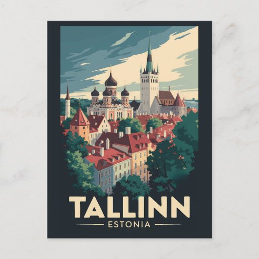 Tallinn Estland Reisen Art Vintag Postkarte (Vorderseite)