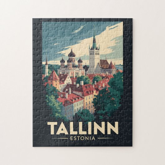Tallinn Estland Reisen Art Vintag Puzzle (Vertikal)