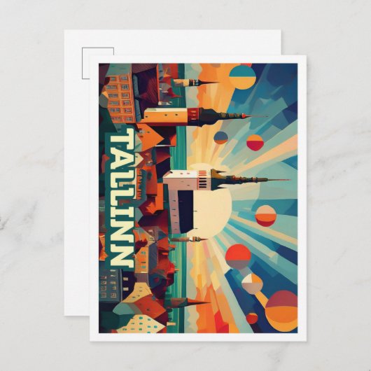 Tallinn Estland Reisen künstlerisch bunt Postkarte (Vorne/Hinten)