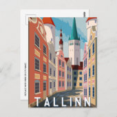 Tallinn Estland Retro Reisen Art Vintag Postkarte (Vorne/Hinten)