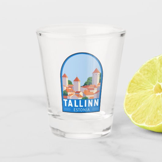 Tallinn Estland Retro Reisen Art Vintag Schnapsglas (Vorderseite)