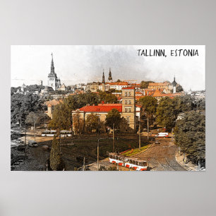 Tallinn Estland Stadt Panorama Aussicht Poster
